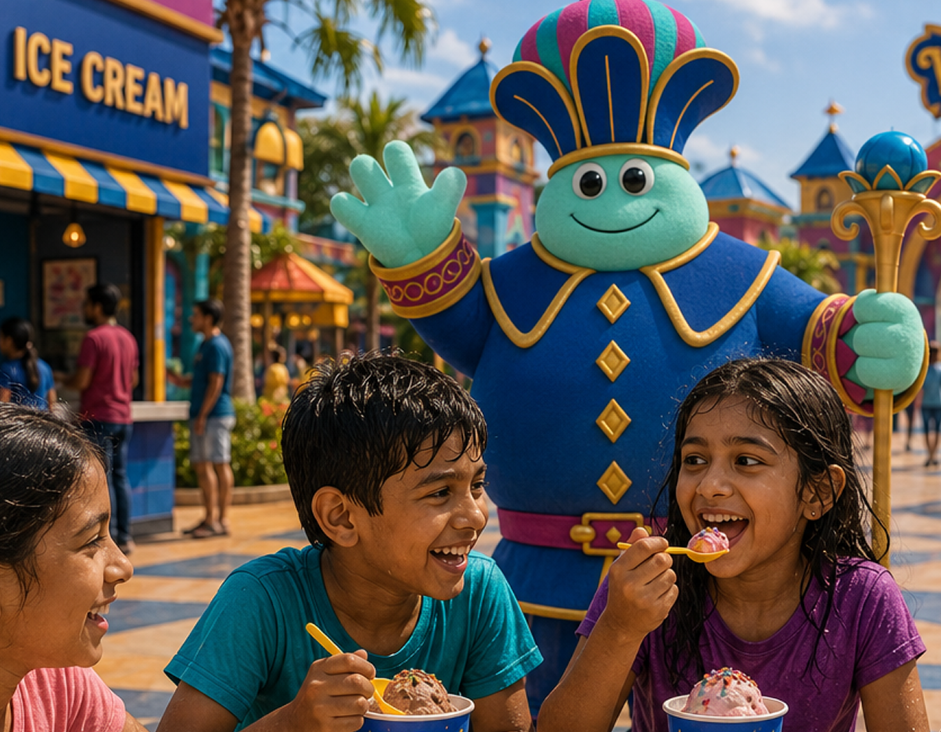 Kids enjoying ice cream at VGP Wonder World